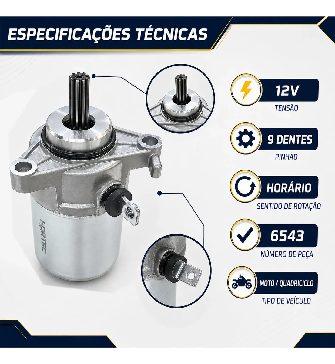 Motor de Partida Fazer 150 Factor 150 Crosser 150 NMAX 160